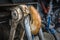 Rusty hitch of old trains in the Monforte de Lemos Railway Museum Lugo, Spain