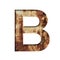 Rusty iron letters. The letter B cut out of paper on the background of an old rusty iron sheet with rust stains and cracks.