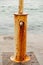 Rusty lamppost on a pier in the autumn season