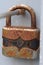 Rusty love padlocks with initials