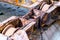 Rusty machinery of a old shipyard ramp disused