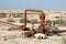 Rusty oil pipes in the desert