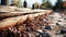 Rusty old fence in autumn forest, nature beauty preserved generated by AI