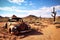 rusty old route 66 sign against a desert backdrop