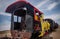 Rusty old steem train at train cemetery in Bolivia