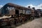 Rusty old steem train at train cemetery in Bolivia