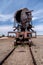 Rusty old steem train at train cemetery in Bolivia