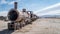 Rusty old train at the Train Cemetery in Uyuni desert, Bolivia, South America