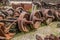 Rusty old train wheels scrapped