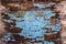 Rusty old wooden wall painted blue. Detailed photo texture