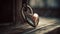 Rusty padlock on wooden table symbolizes old fashioned love and security generated by AI