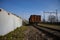 Rusty railroad car waiting at recycle station