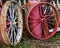 Rusty Red and White Wagon Wheels