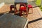 Rusty Retro Metal Chairs Tables Outside