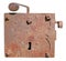 Rusty rural  handmade  door  lock  on shed door isolated