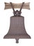 Rusty ship\'s bell suspended on wooden board by rusty chain