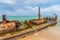 Rusty shipwreck on Habonim shore, Israel