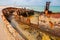 Rusty shipwreck on Habonim shore, Israel