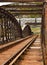 Rusty single railway on the Barmouth Bridge in Wales, United Kingdom