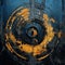 Rusty Spiral Circle In Blue: Cyberpunk Dystopia Concept Art