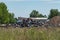 Rusty steel sheet at a junkyard. Pressed metal junk on the junkyardmetal,steel,aluminum,iron...