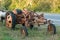 Rusty Tractor Oxidizing on the Roadside