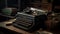 Rusty typewriter key on old fashioned desk generated by AI