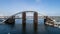 Rusty unfinished bridge in Kiev, Ukraine. Combined car and subway bridge under construction.