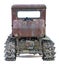 Rusty  vintage abandoned   small rural  no name tractor back side view isolated