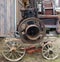 Rusty  vintage  small  tractors  diesel engine  and retrol machinery near the rural shed