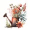 Rusty Watering Can with Fresh Spring Flowers AI Generated