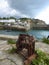 Rusty winch at harbour