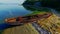 Rusty wooden boat shipwreck on a beach