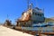 The rusty wreck of two vessels in agia Galini in Crete, Greece