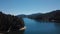 Ruth Lake in California, view over the lake and forest from above. Drone picture. Nature in North America.