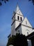 Ruthenian church in the city of Sremska Mitrovica, Serbia. The upper part of the building, the dome and the bell tower. Venetian