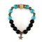 Rutile Quartz, Turquoise, Black Spinel Lucky stone bracelet with withe isolated background