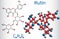 Rutin molecule vitamin P. Structural chemical formula and mole