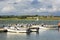 Rutland, U.K. October 19,2019 - boats on the lake, autumn day at Rutland water lake