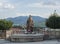 Ruzomberok, Slovakia, August 30, 2020: view of bronze statue of Andrej Hlinka in Ruzomberok old town city center