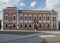 Ruzomberok, Slovakia, August 30, 2020: View of town hall of the city of Ruzomberok in main square. Red historical