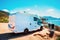 RV Camper Car at Mediterranean Sea Italy