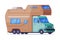 RV camper motor home, touristic transport. House on wheels vector illustration