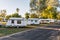 RV caravans camping at the caravan park. Camping vacation family travel