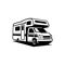 RV, Classic Camper Van with High Roof monochrome illustration vector