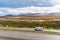 Rv, motorhome on the roads of Alaska. Denali highway.