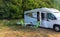 RV Motorhomes Camping. Recreation Vehicles on the Campground.