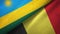 Rwanda and Belgium two flags textile cloth, fabric texture