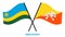 Rwanda and Bhutan Flags Crossed And Waving Flat Style. Official Proportion. Correct Colors