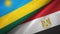 Rwanda and Egypt two flags textile cloth